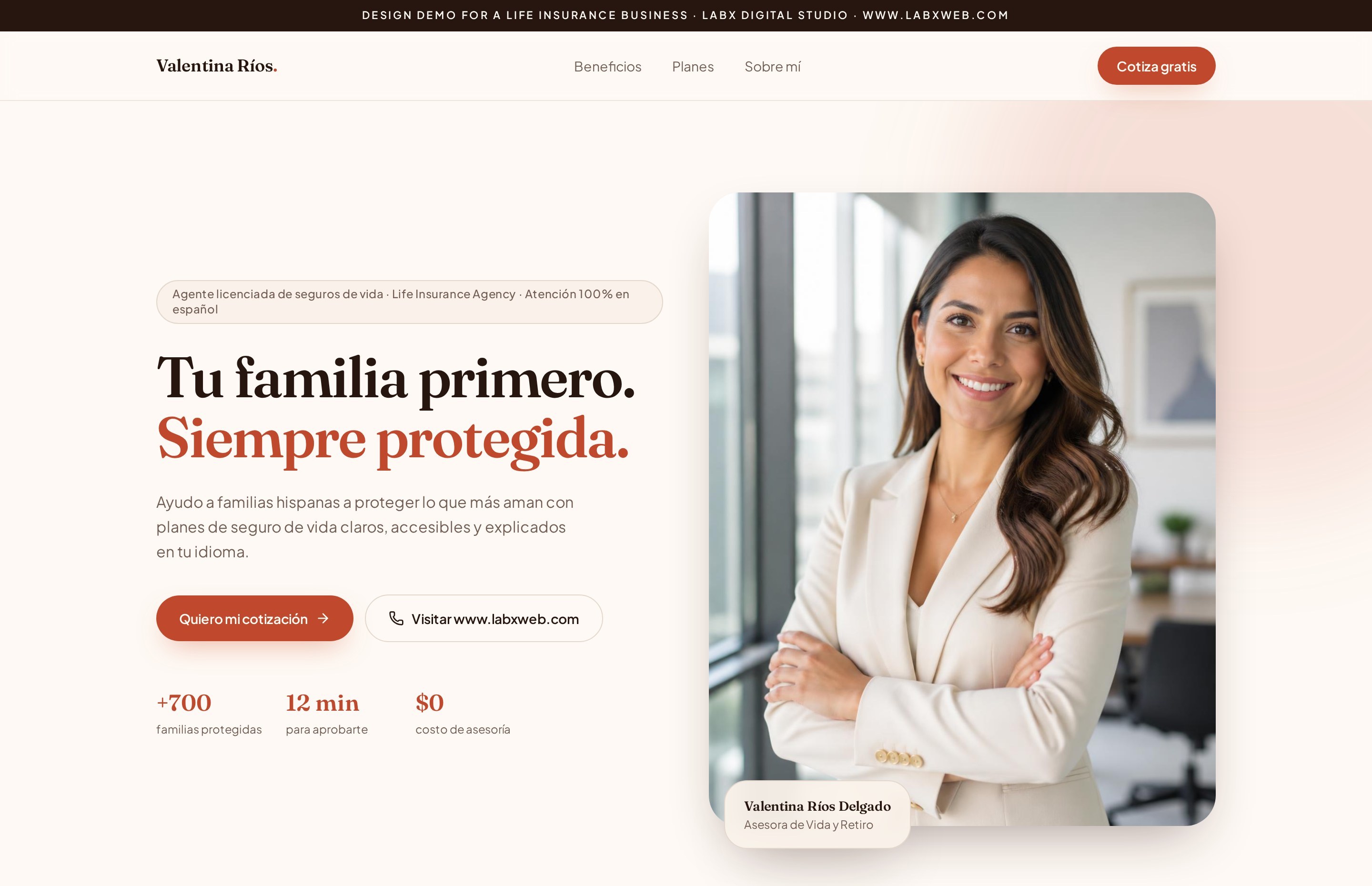 Seguros con Corazón — Life Insurance Agent — DEMO CONCEPT
